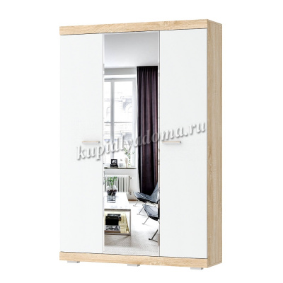 Шкаф с зеркалом Соната ШСЗ-1300 (Дуб сонома/Белый глянец)