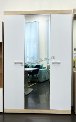 Шкаф с зеркалом Соната ШСЗ-1300 (Дуб сонома/Белый глянец)