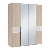 Шкаф четырехдверный с зеркалом Беатрис (Палермо/Латте/Велюр)